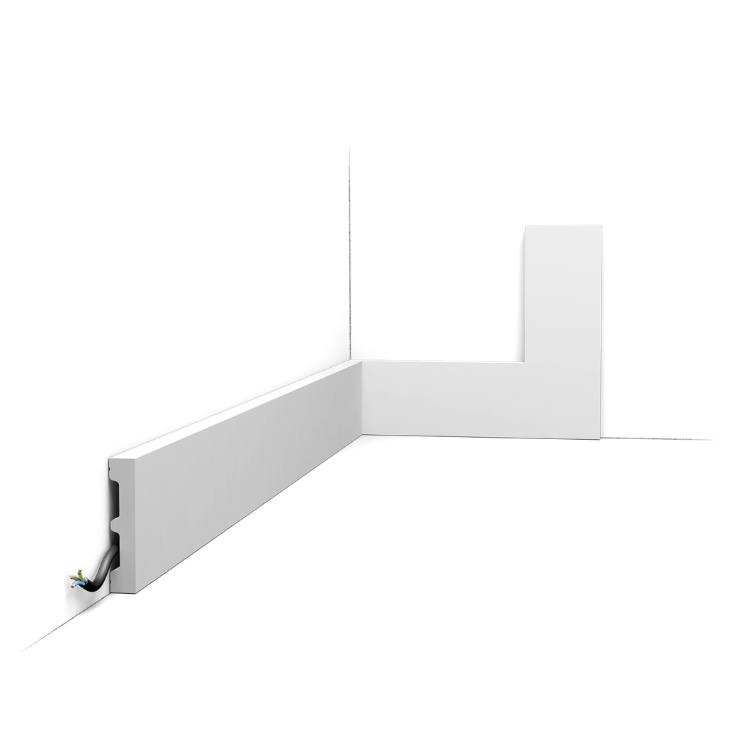 PROVISTON | Plinthe en plastique | mousse rigide PVC | 12,8 x 60 x 2500 mm | blanc | avec lèvre souple flexible | hydrofuge | plinthe bonne qualité | pose facile